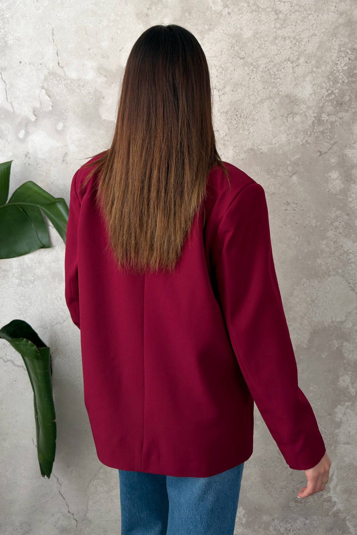 Mürdüm 2 Düğmeli Blazer Ceket