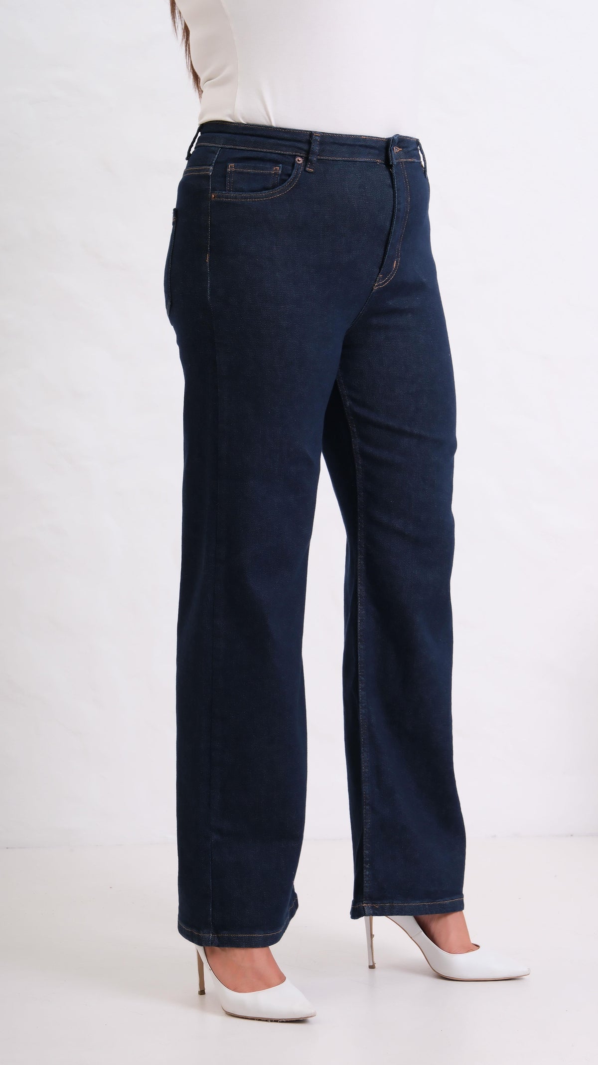 Pantalon Jean Rinse Talie Înaltă Plus Size Cărări Spaniole
