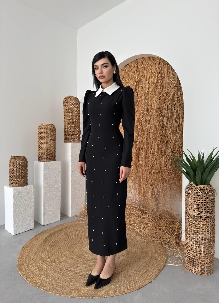 Rochie detaliată cu perle NOI