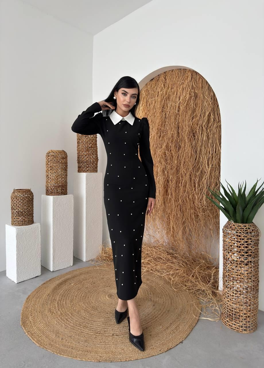 Rochie detaliată cu perle NOI