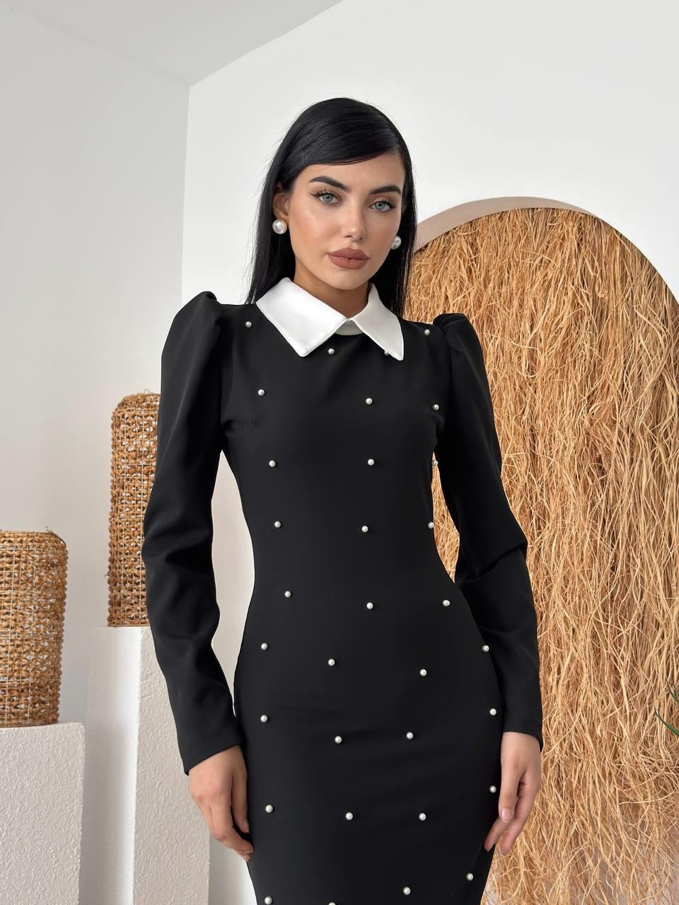 Rochie detaliată cu perle NOI