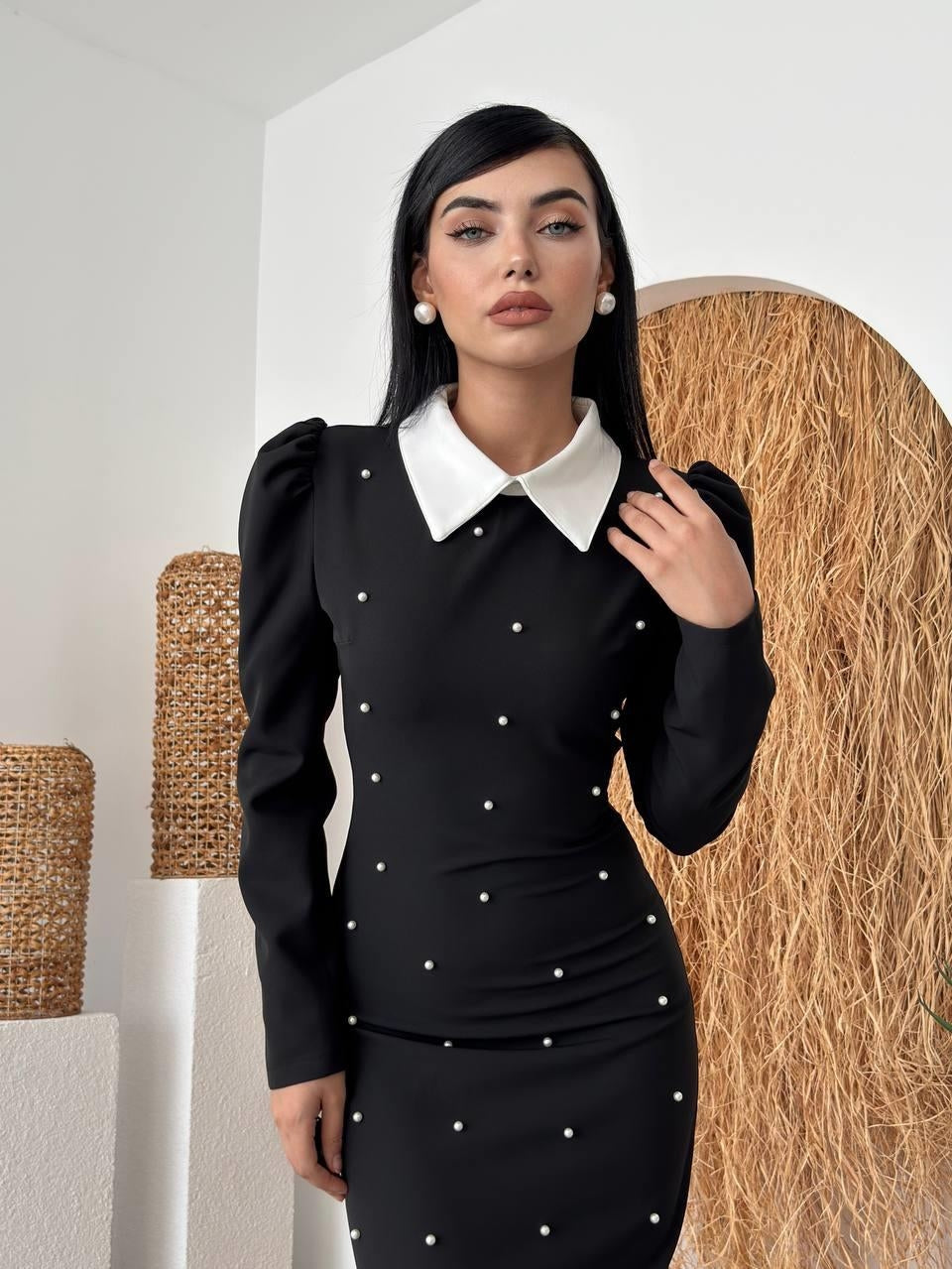 Rochie detaliată cu perle NOI