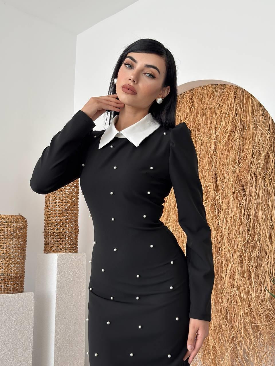 Rochie detaliată cu perle NOI