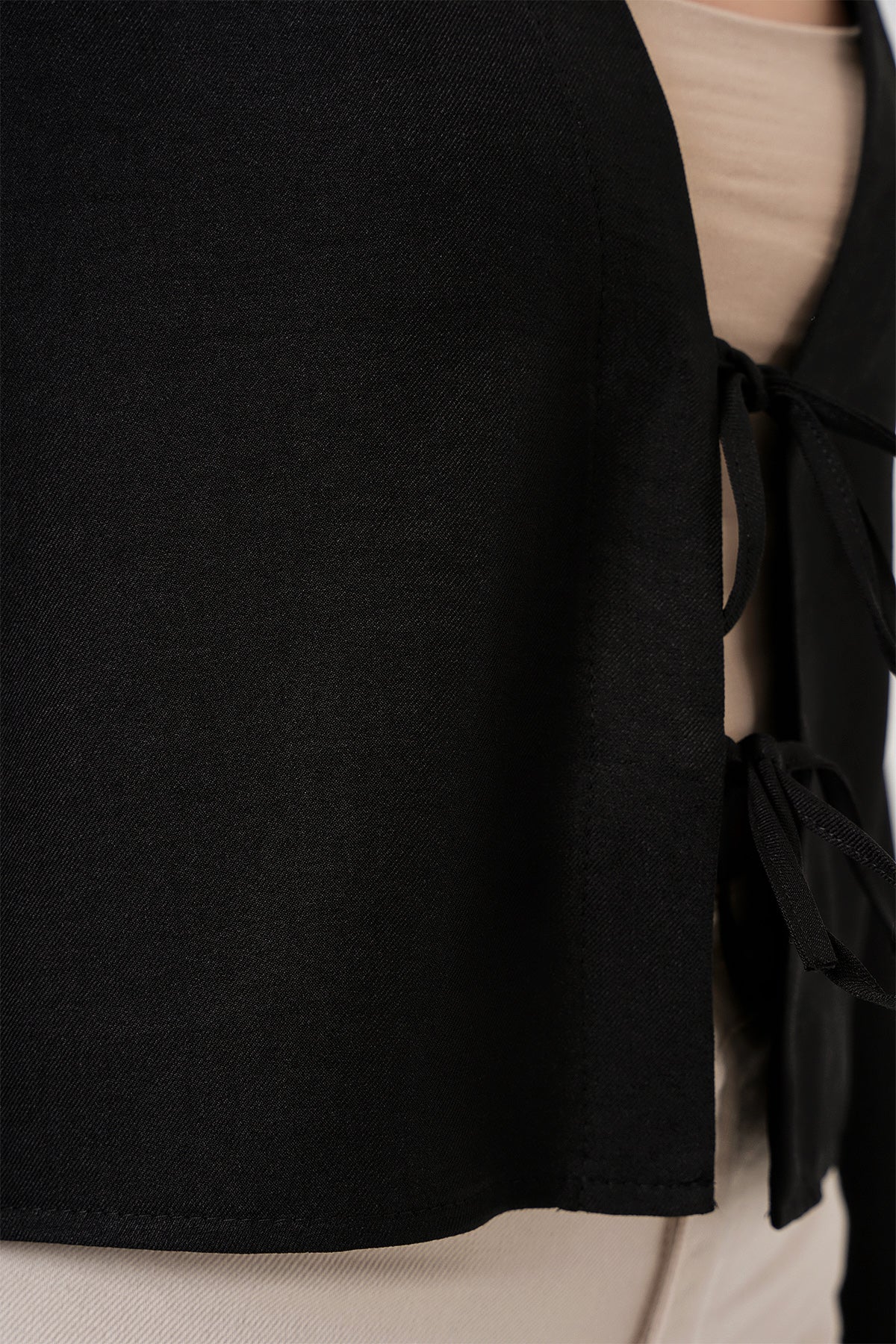 Kimono Linen Cu Legare Frontală 960 - Negru