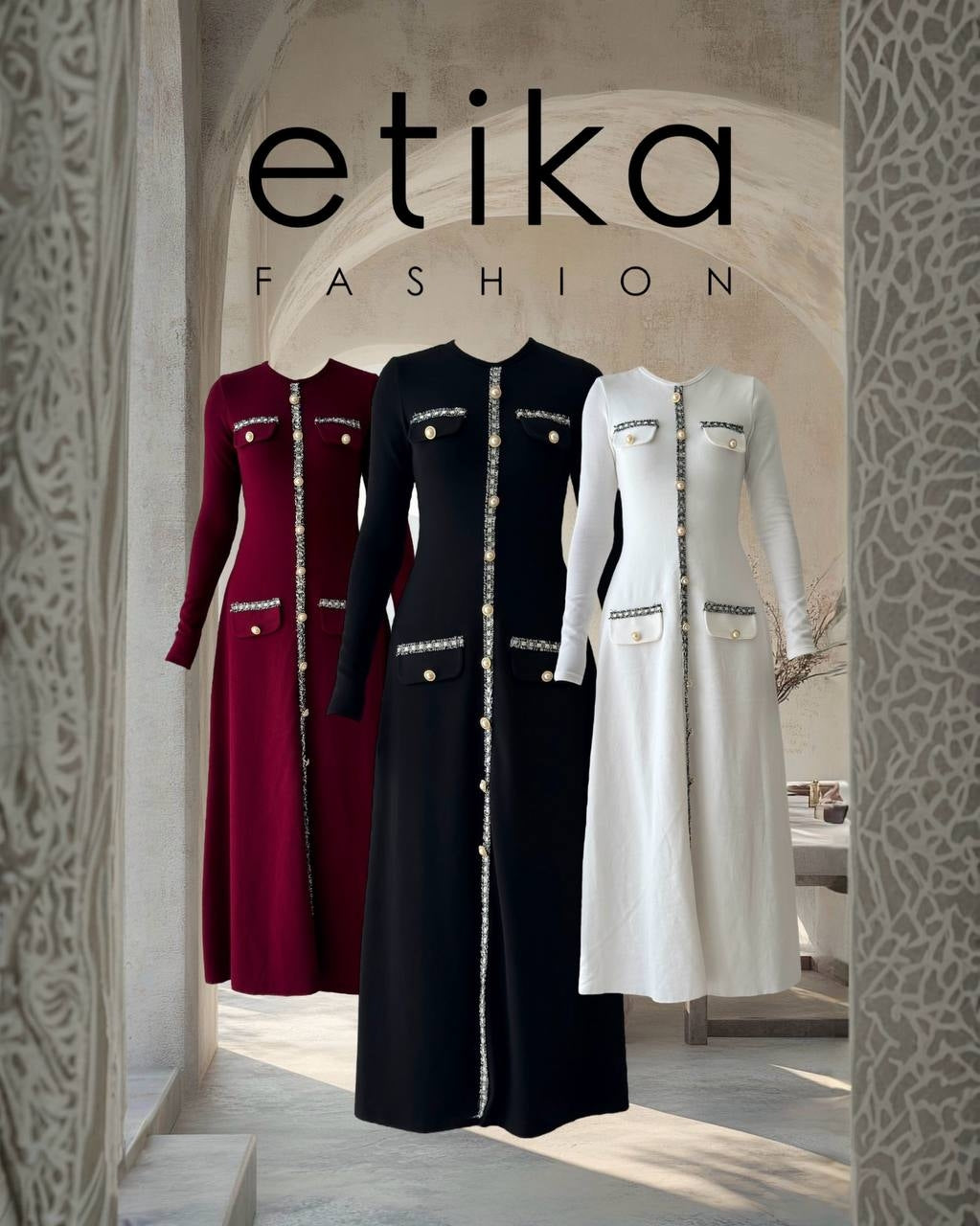 Orla Düğme Detaylı Elbise