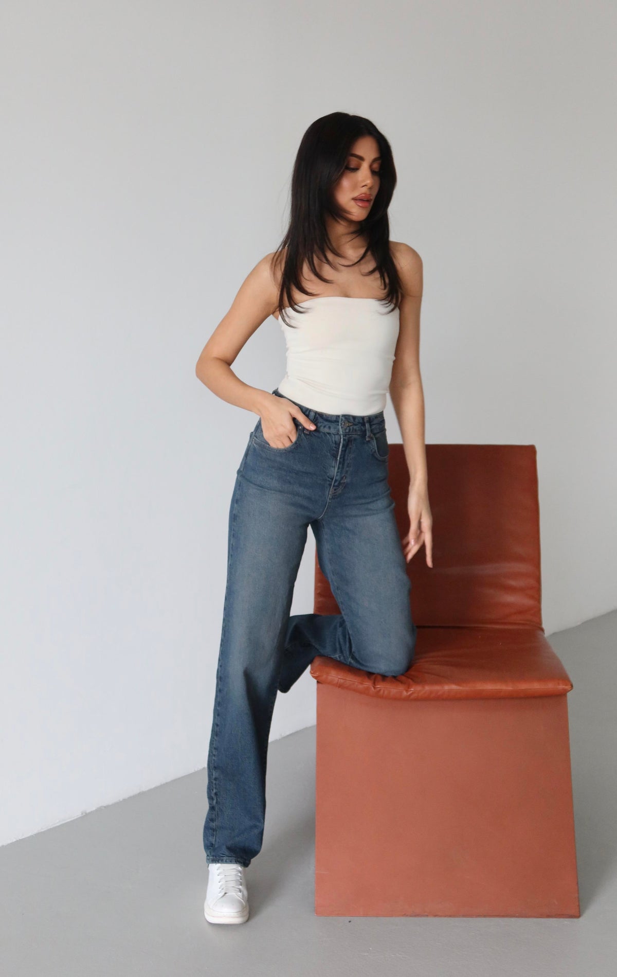 Pantalon Jean Maro Tint Talie Înaltă Cupa Semi-Balon