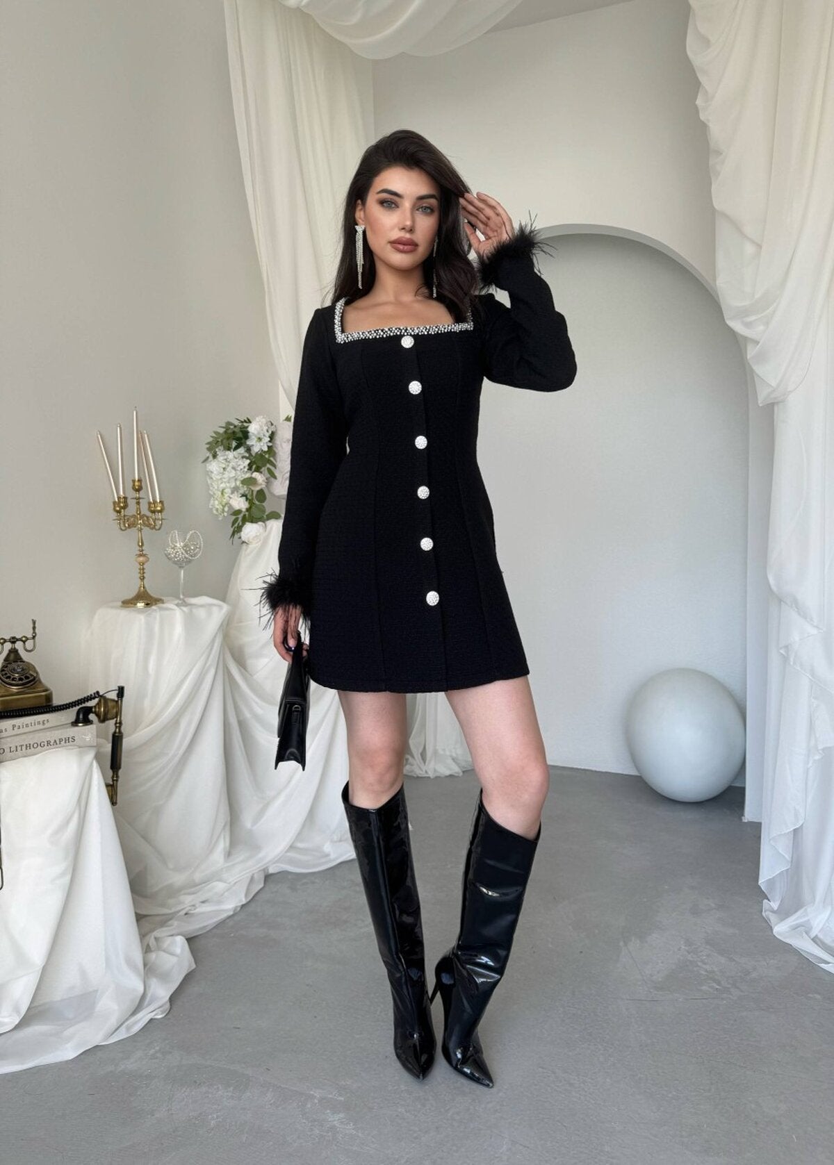 Rochie cu detaliu cu nasturi Poner