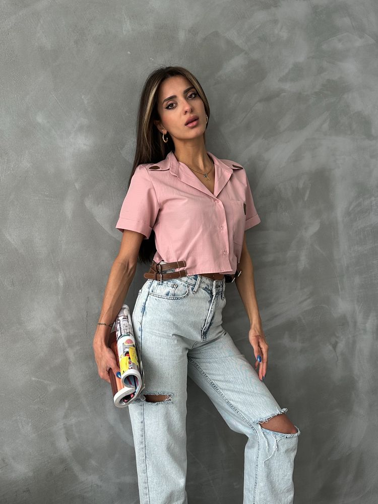 Topshow Powder Shirt with Belt Detail Wholesale