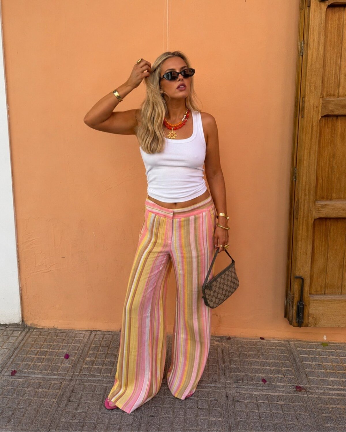 PANTALON LARG ELEGANT CU COLORI MULTIPLE