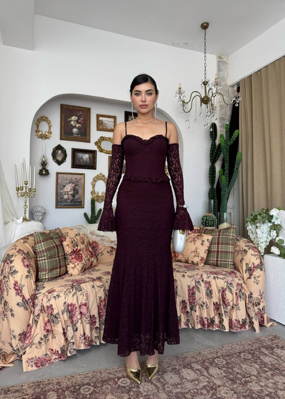 Rochie Rense cu bretele și detalii decorative