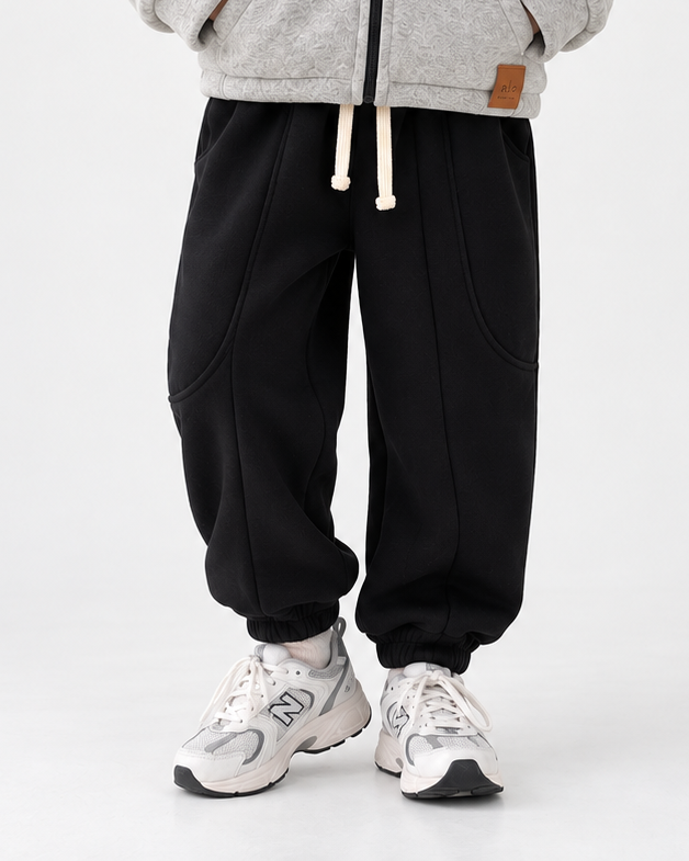 Çocuk Kavisli Cepli Jogger Pantolon | Bağcıklı Bol Kesim | 3–9 Yaş | 3 Renk | RG1790 - YEŞİL