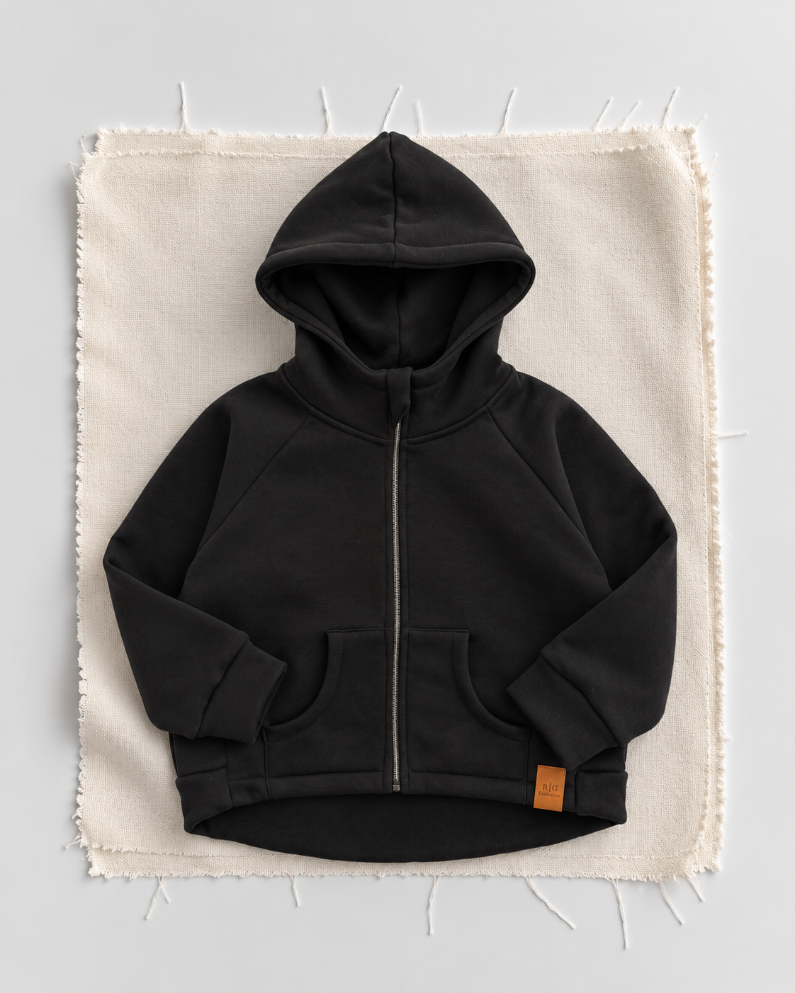 Hanorac cu glugă și fermoar pentru copii | Fleece periat | 3-9 ani | 3 culori | RG1791 - NEGRU