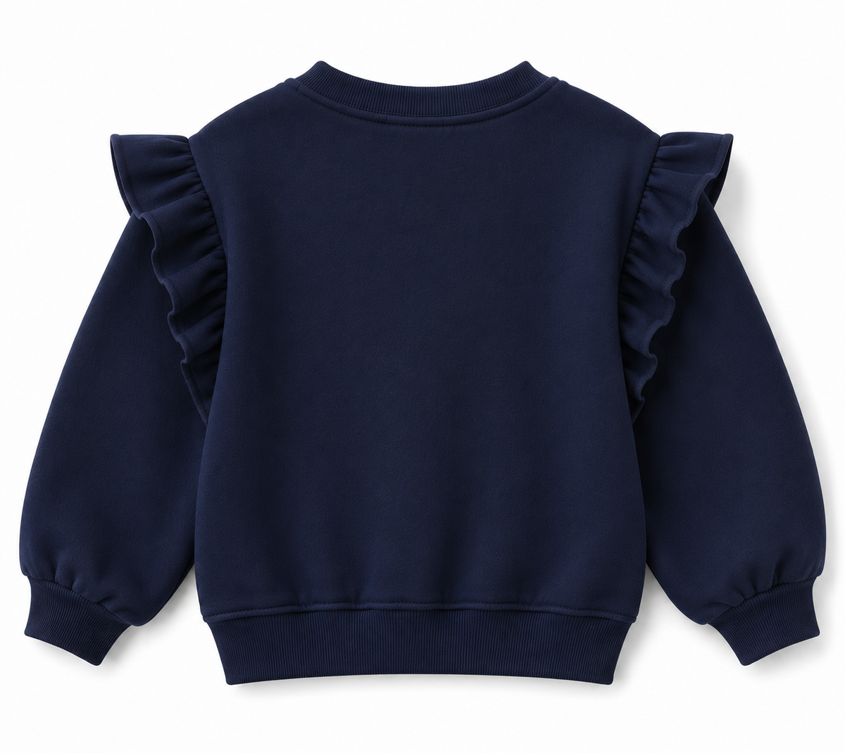 Kız Çocuk Big Love Kalp Baskılı Sweatshirt | Omuzları Fırfırlı | 3–9 Yaş | RG1793 - MAVİ
