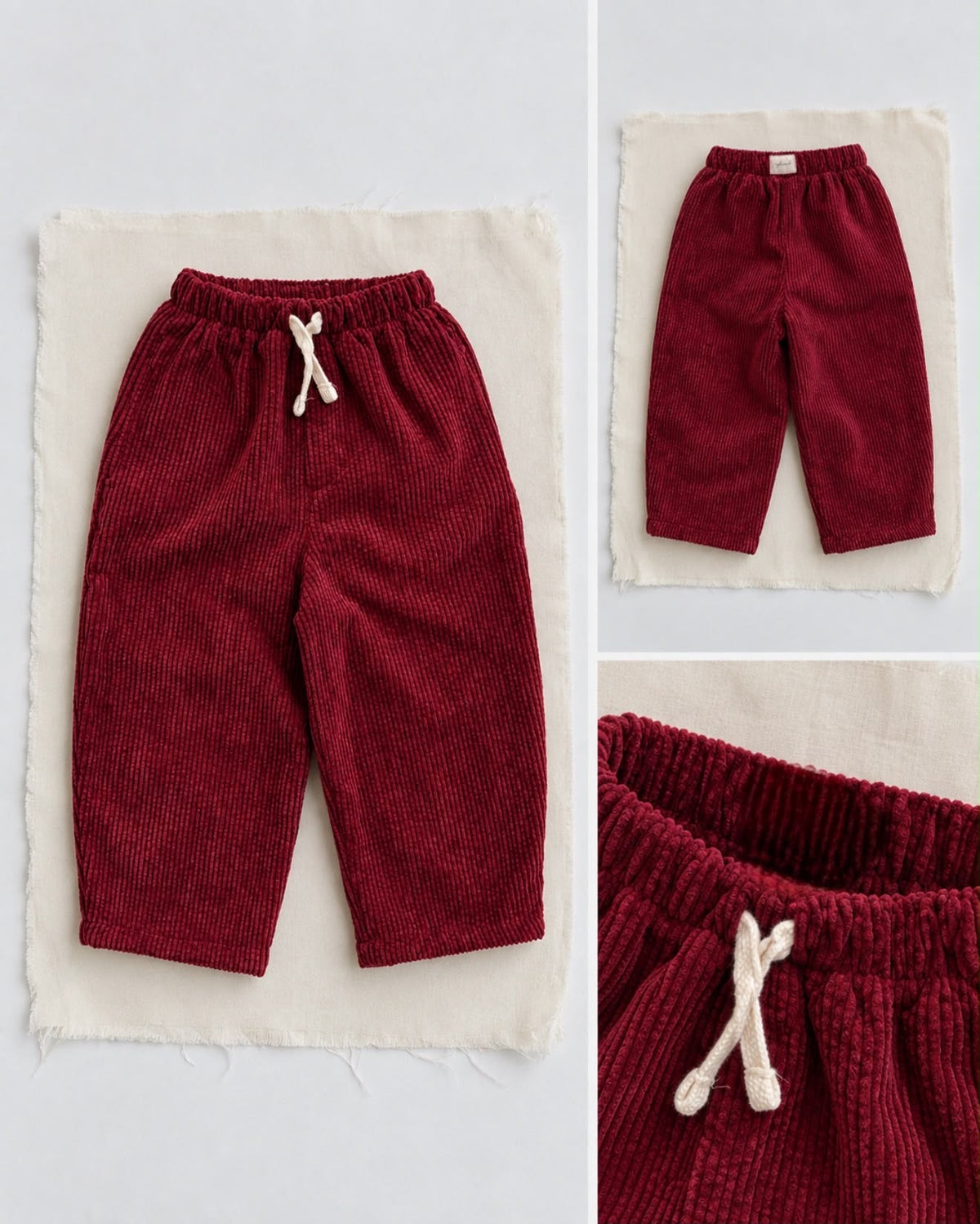 Kız & Erkek Çocuk Fitilli Kadife Pantolon 3–9 Yaş | RG Brand | RG1799 - BORDO