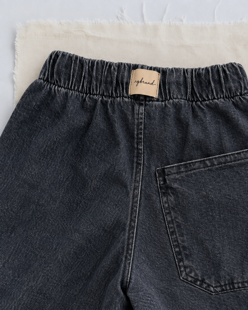 Genç Kot Pantolon | Lastikli Bel Bağcıklı | Kargo Cepli | 9–15 Yaş | Kız & Erkek | Mavi, Lacivert | RG3733 - MAVİ