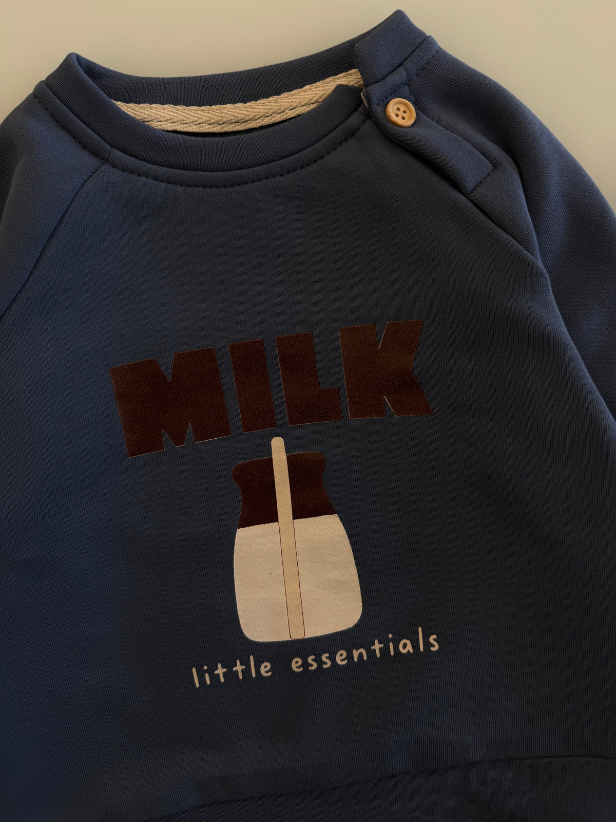 Milk Figürlü Düğmeli Omuz Bebek Sweatshirt | 6 Ay–4 Yaş | RG405 - İNDİGO