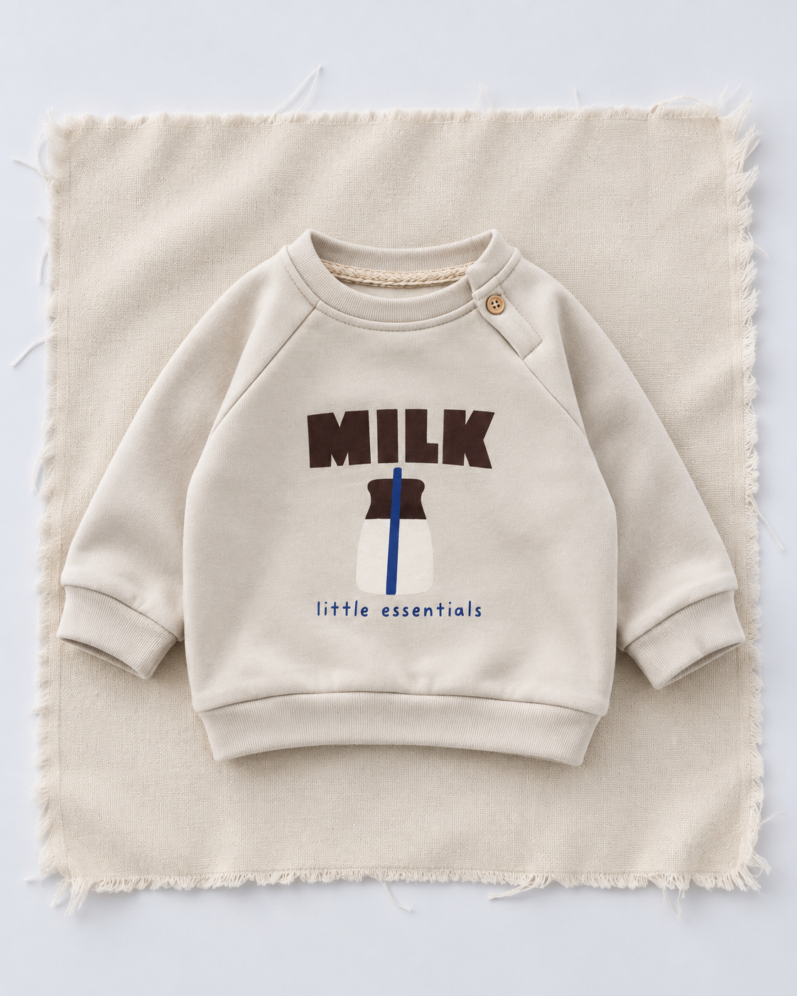 Milk Figürlü Düğmeli Omuz Bebek Sweatshirt | 6 Ay–4 Yaş | RG405 - TAŞ