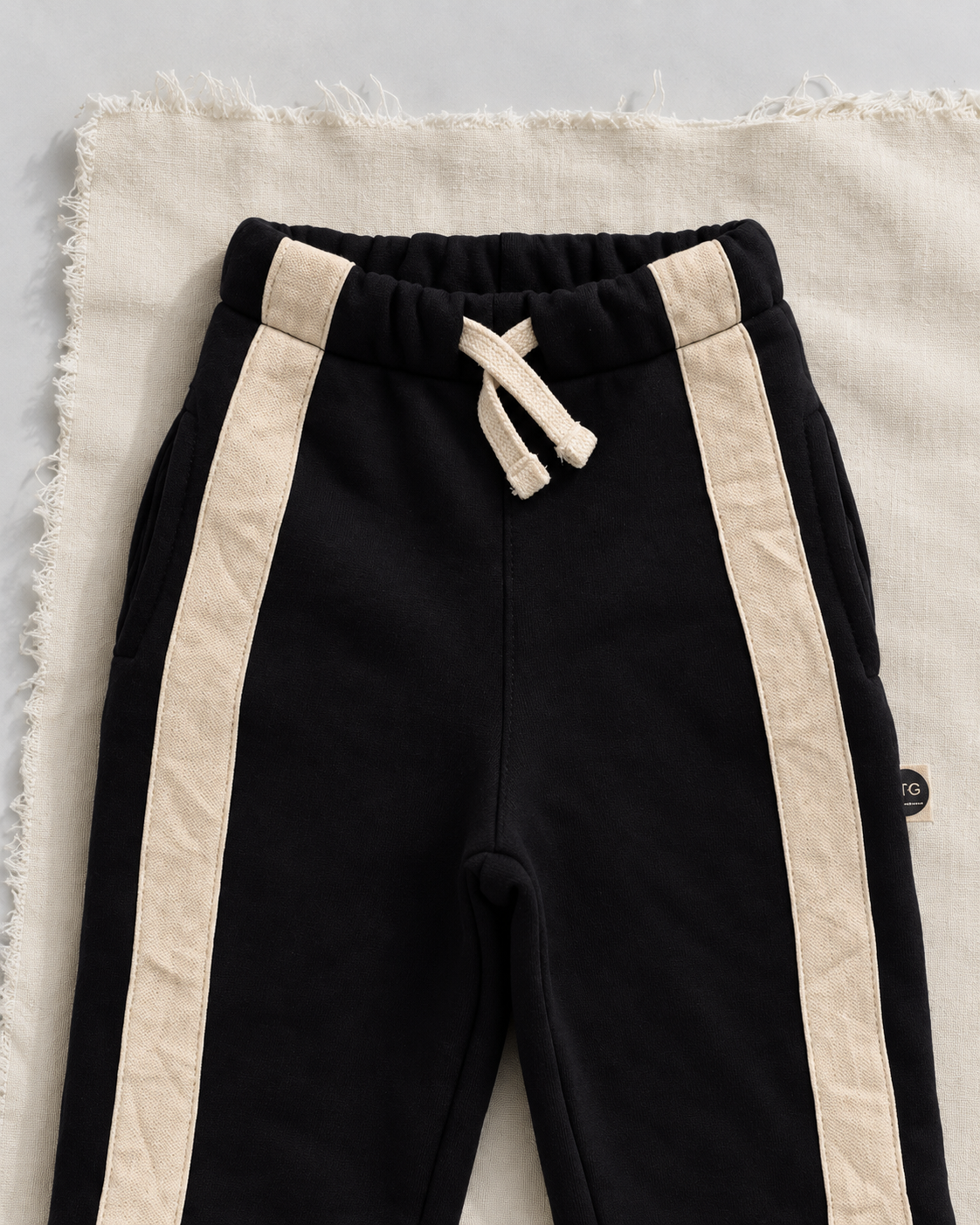 Bebek Şeritli Pantolon | 3 İplik Şardonlu | 6 Ay–4 Yaş | Kız & Erkek | RG Brand | RG406 - SİYAH
