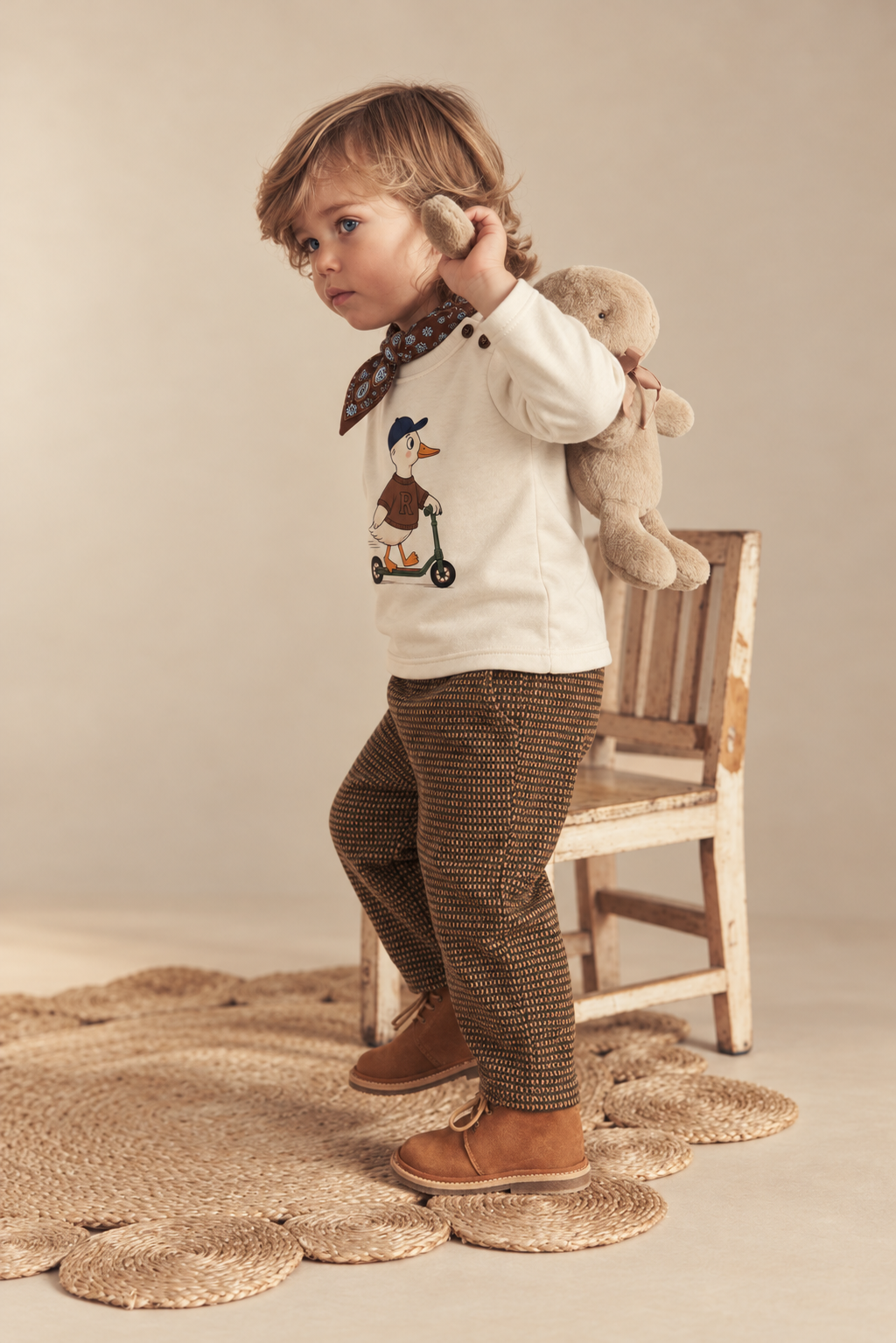 Bebek Takımı | Ördek Baskılı | 6 Ay–4 Yaş | Kız & Erkek | Lacivert, Kahverengi, Bej | RG415 - LACİVERT