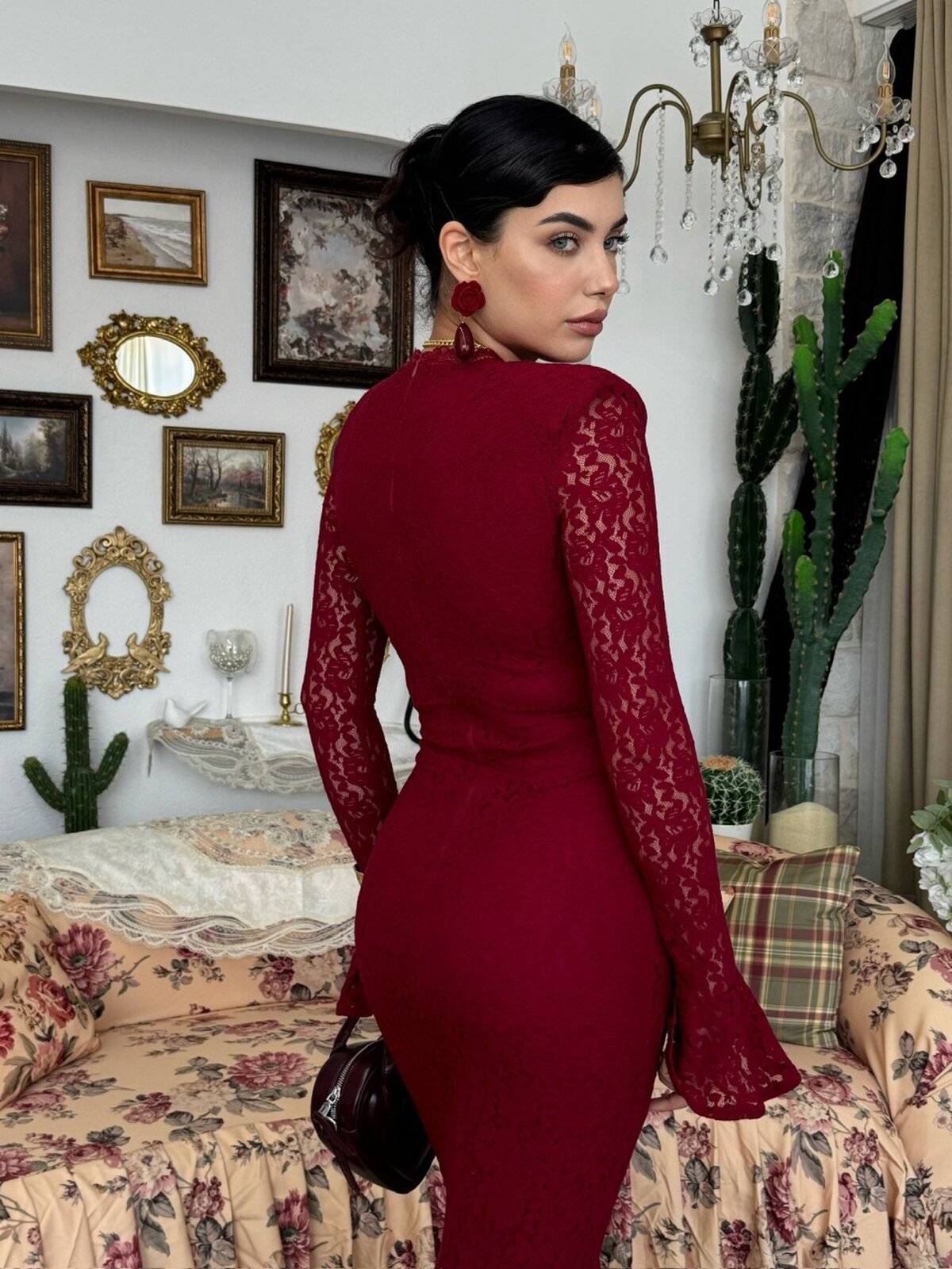 Ruyon Yırtmaç Detaylı Elbise