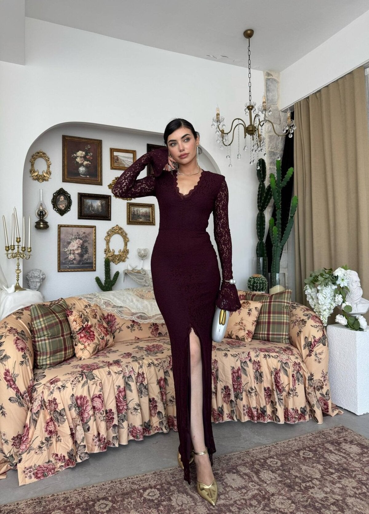 Rochie cu detaliu Crăpătură Viscoză