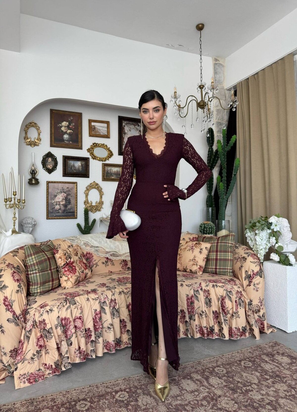Rochie cu detaliu Crăpătură Viscoză