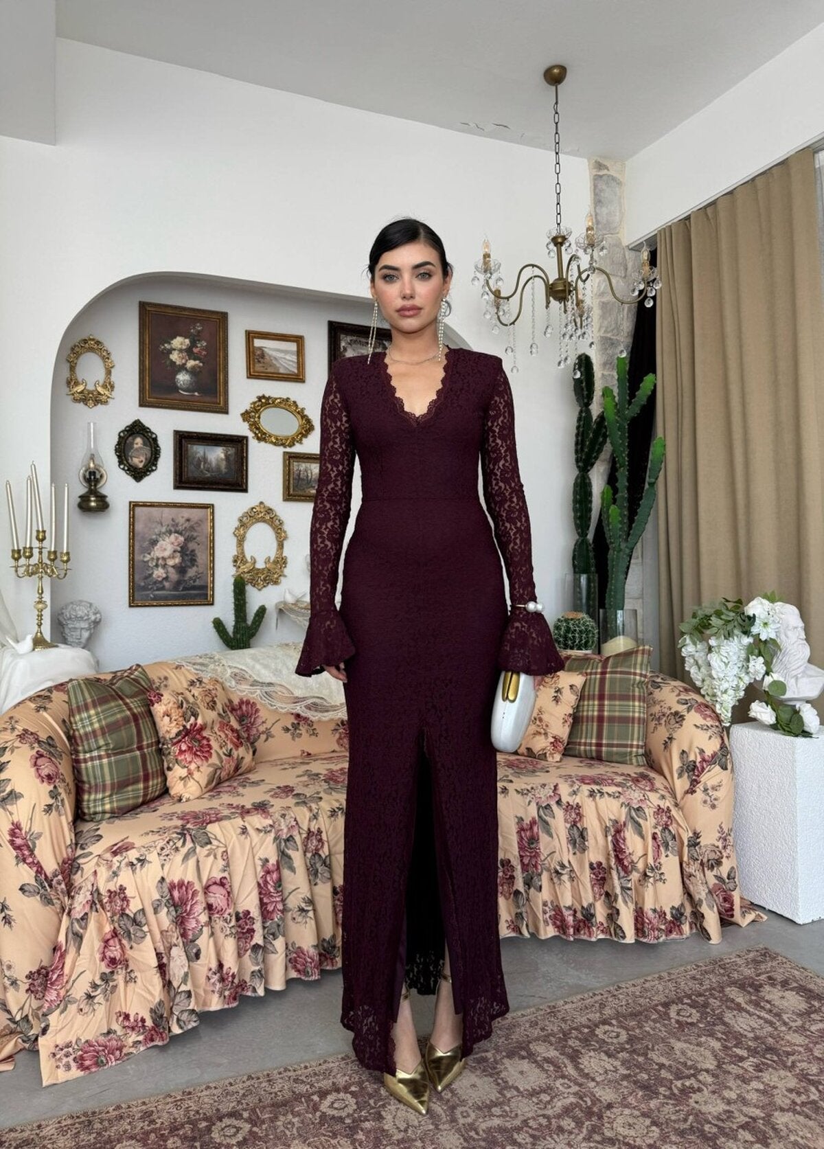 Rochie cu detaliu Crăpătură Viscoză