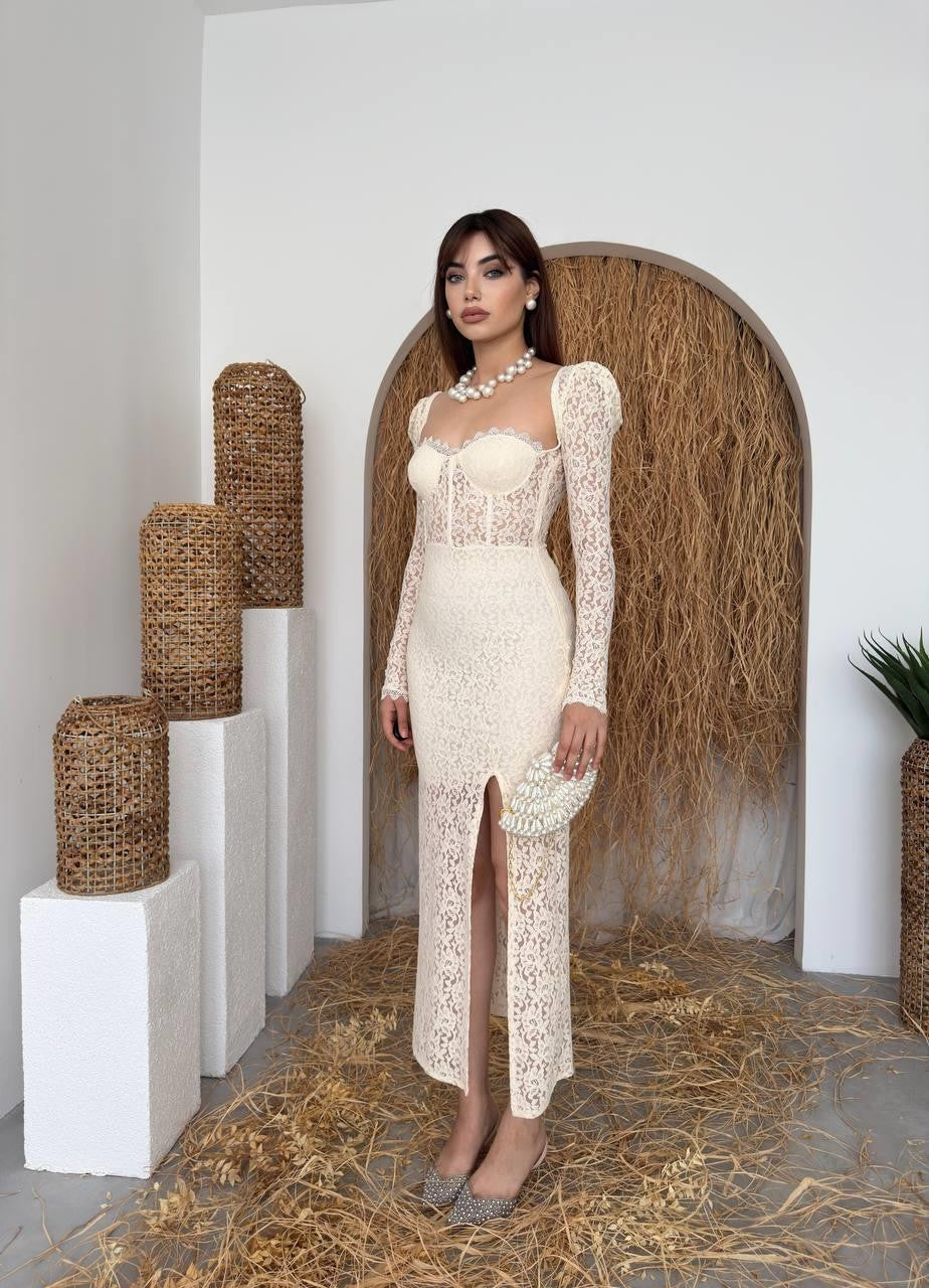 Rochie Siena cu crăpătură decorativă