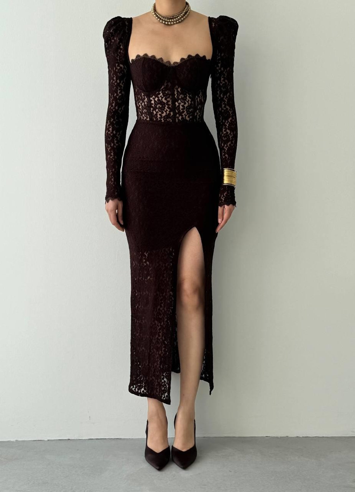 Rochie Siena cu crăpătură decorativă