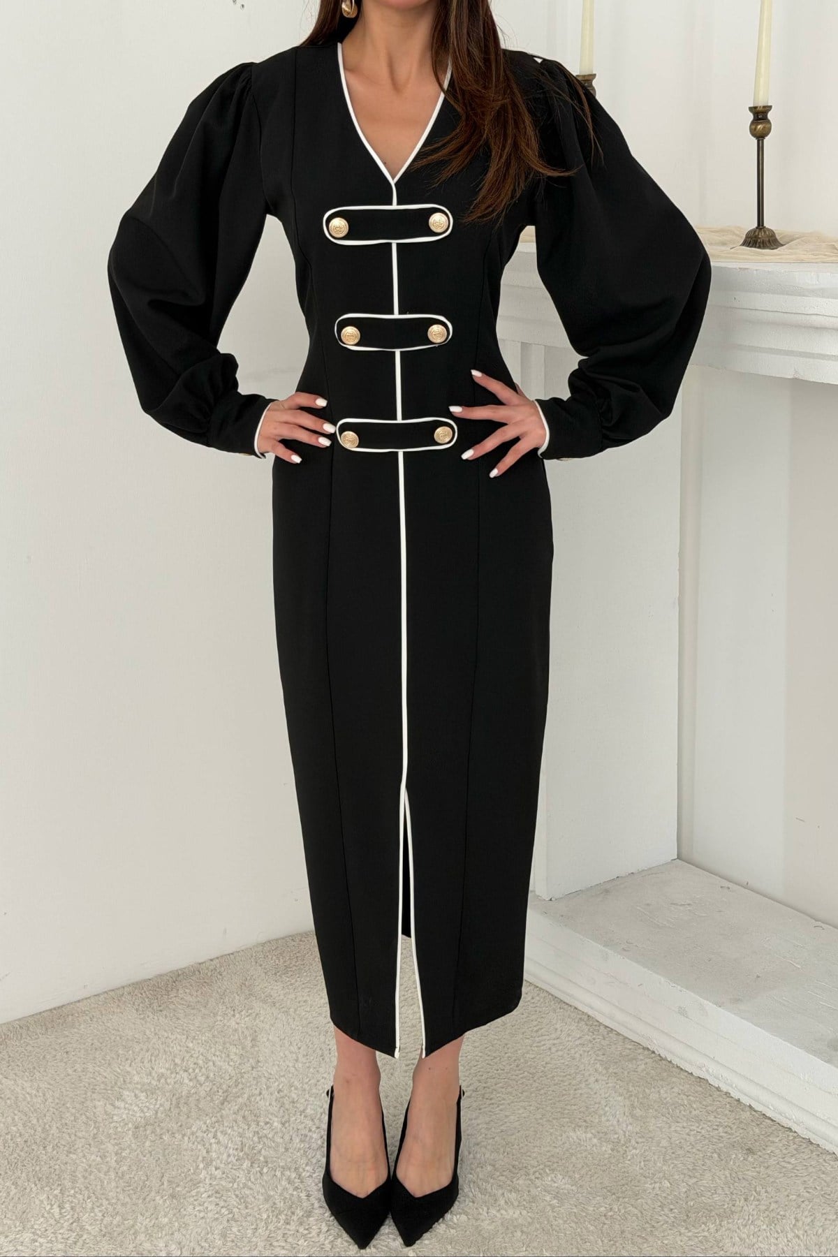 Rochie neagră din satin
