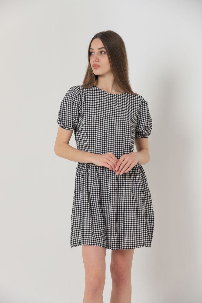 Rochie neagră cu guler rotund Topshow, en-gros