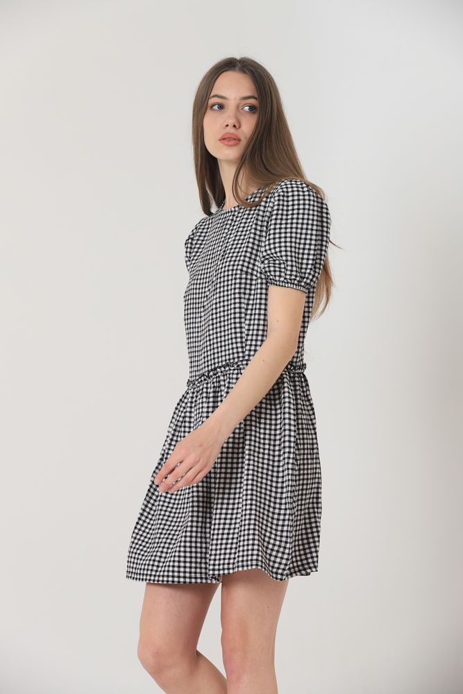 Rochie neagră cu guler rotund Topshow, en-gros