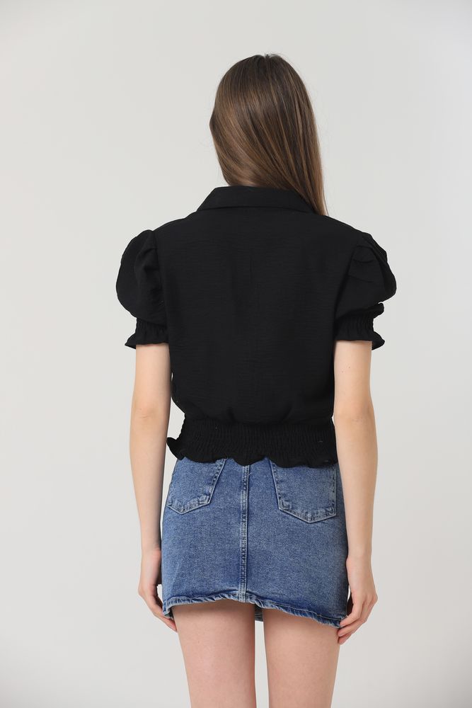 Topshow Black Embroidered Pocket Wholesale Shirt