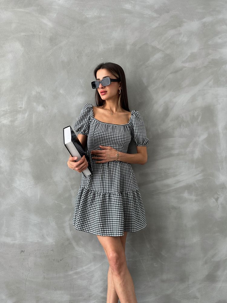 Topshow Black Gingham Wholesale Dress