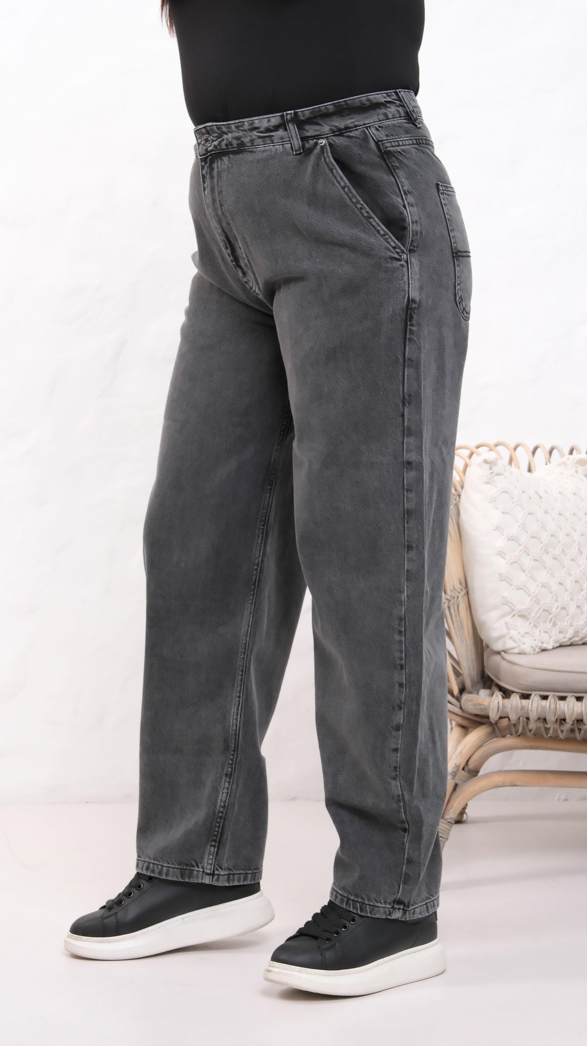 High-Waisted Plus Size Anthracite Jean Pants