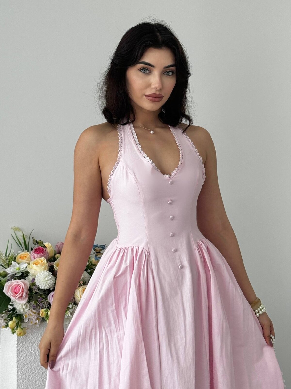 Rochie cu detalii nasturi Smen