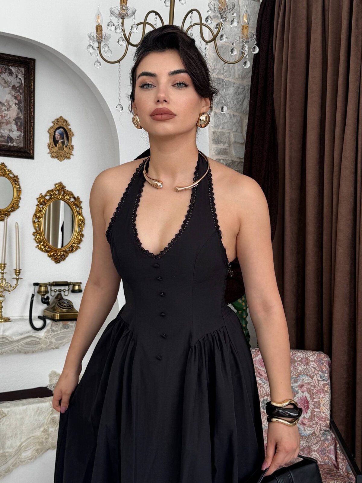 Rochie cu Detalii Nasturi Falși