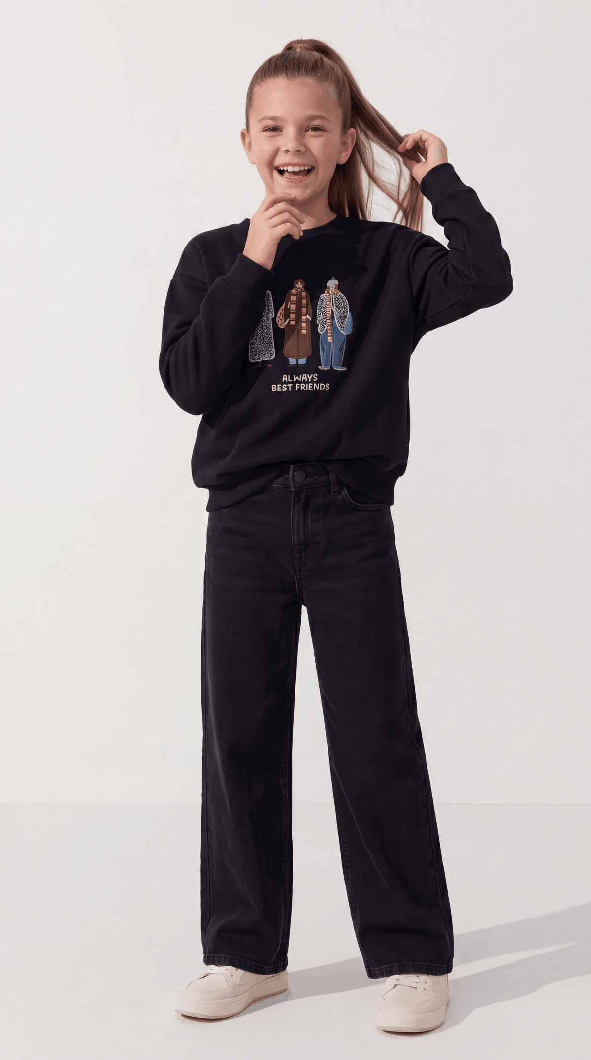 SWEAT 11-14 YAŞ ÜÇİP LR-9016-1 - Siyah