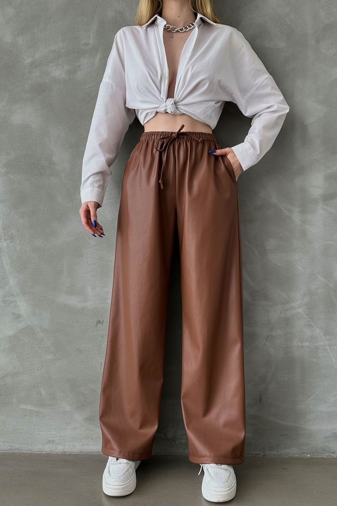 Deri Toptan Pantolon - Taba