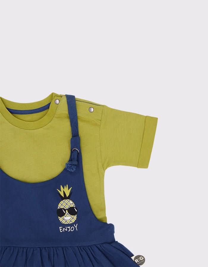 Tişörtlü Kız Çocuk Tulum Elbise | RG Brand | 6 Ay–4 Yaş | RG165 - YEŞİL