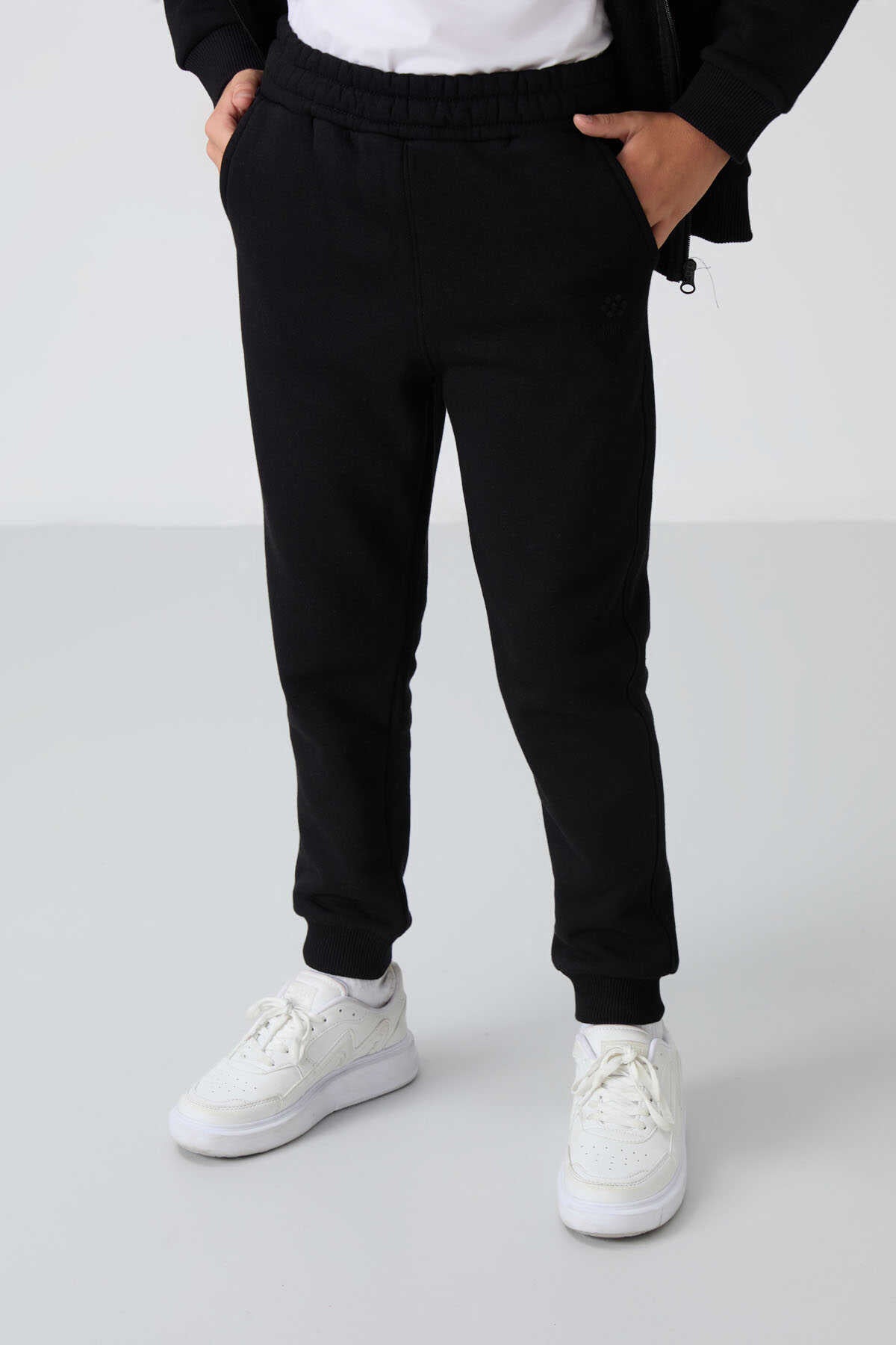 Set trening Tommylife Wholesale pentru băieți, 7-15 ani, cu guler ridicat, 11256, negru