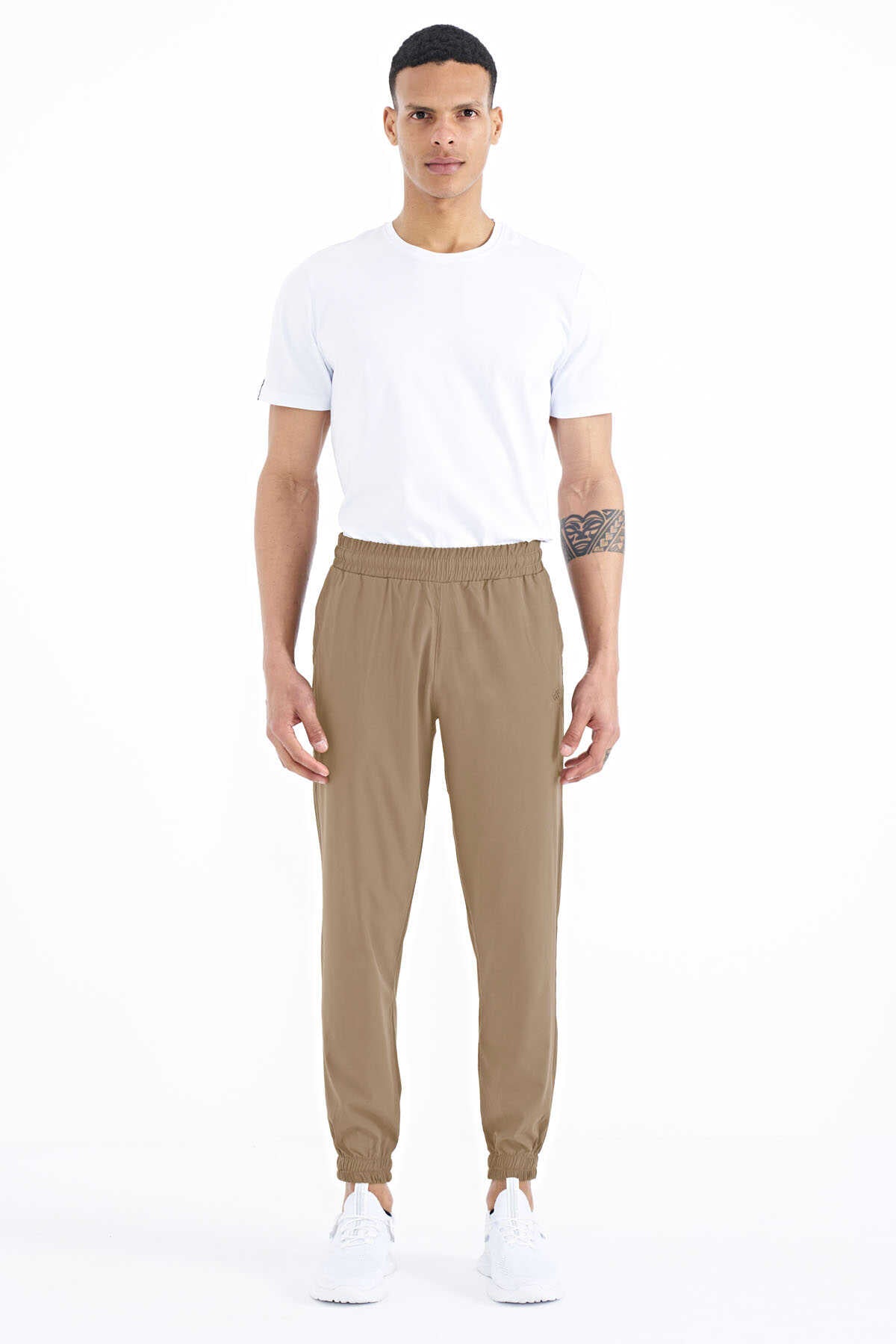 Tommylife Toptan Bej Erkek Basic Cepli Bağcıklı Rahat Form Lastik Paça Eşofman Altı - 84826