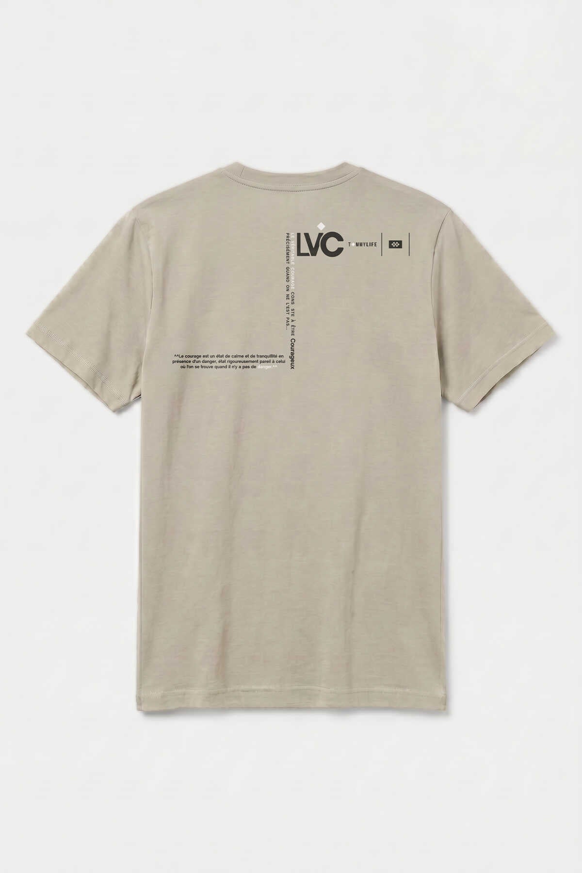 Tommylife Wholesale Beige Standard Fit Printed Short-Sleeve Men's T-Shirt - 88440
