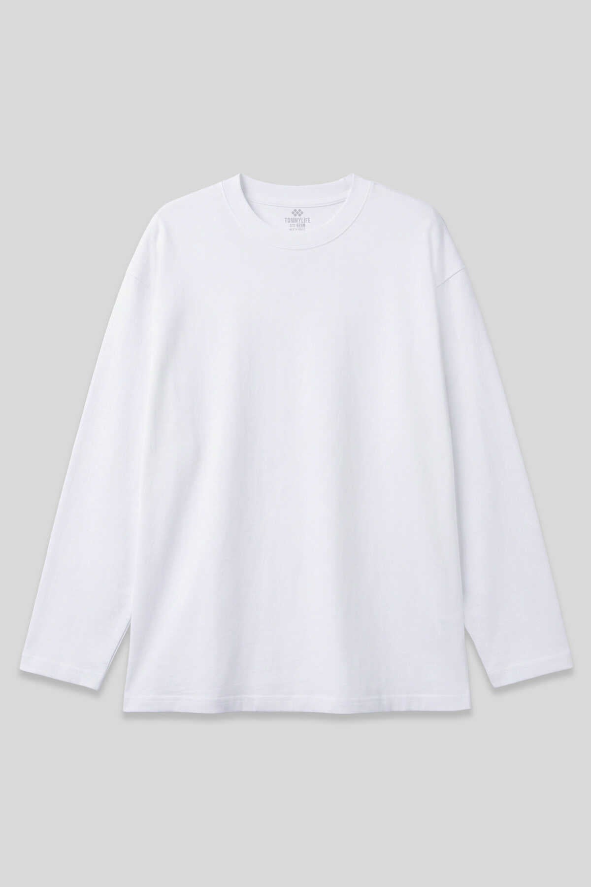 Tommylife Toptan Beyaz Basic O Yaka Erkek Sweatshirt - 88107