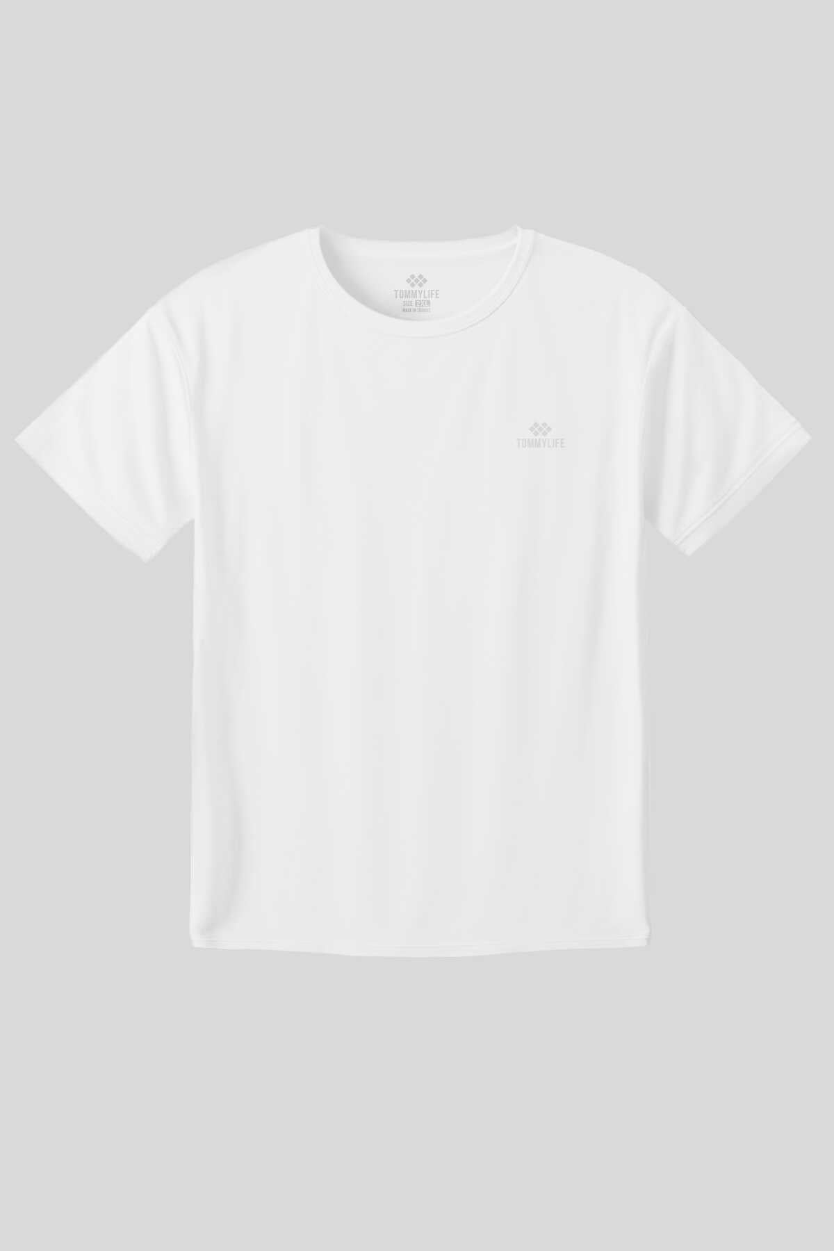 Tommylife Toptan Beyaz O Yaka Basic Battal Büyük Beden Kadın T-Shirt - 97308