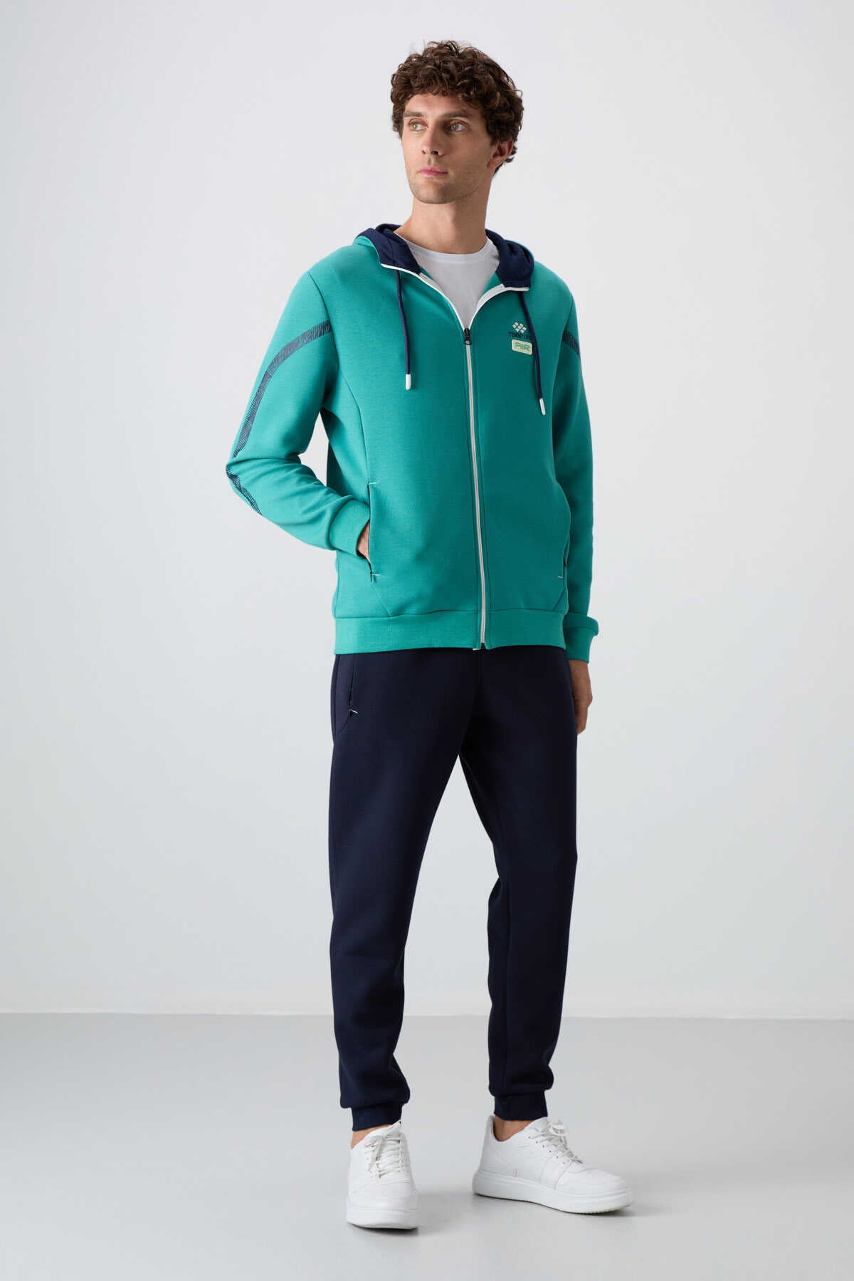 Tommylife Toptan Comfort Fit Baskılı Erkek Eşofman Takım 85236 Deniz Yeşili - İndigo