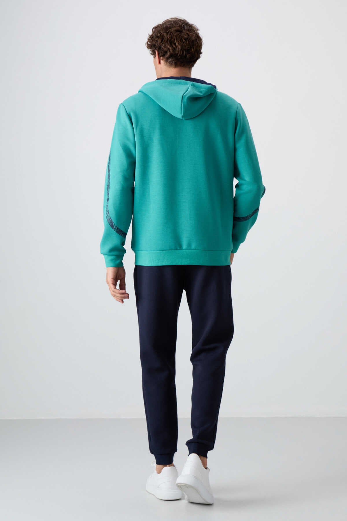 Tommylife Toptan Comfort Fit Baskılı Erkek Eşofman Takım 85236 Deniz Yeşili - İndigo