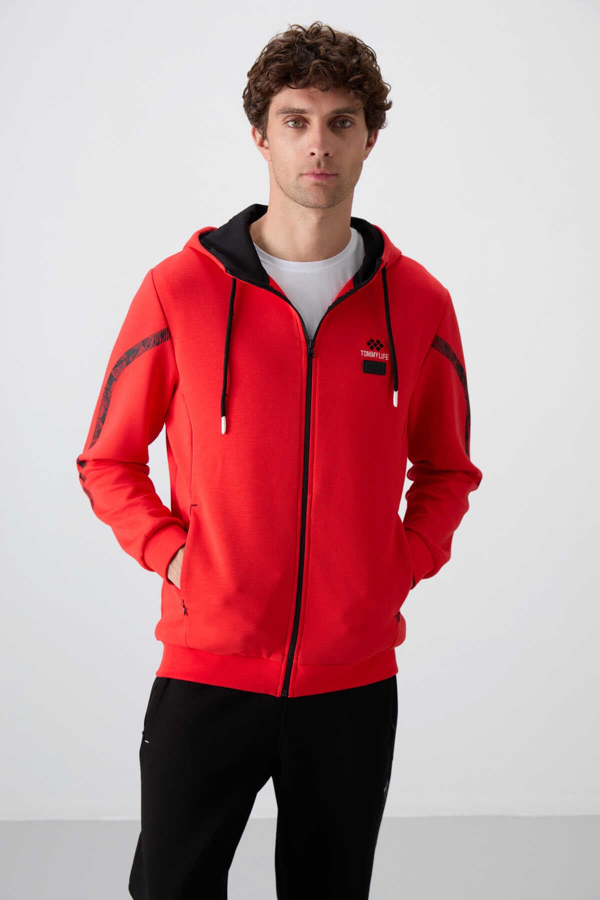 Tommylife Toptan Comfort Fit Baskılı Erkek Eşofman Takım 85236 Fiesta - Siyah