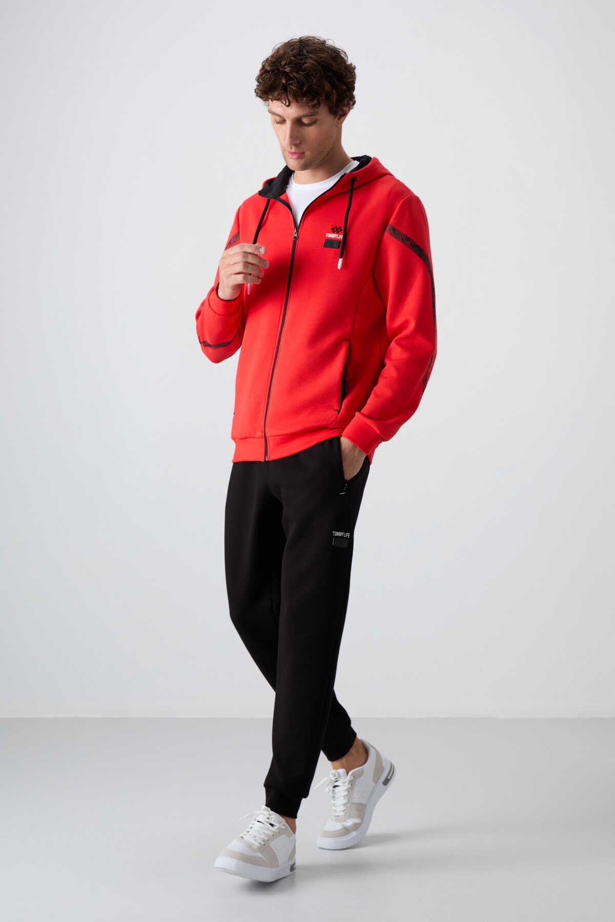 Tommylife Toptan Comfort Fit Baskılı Erkek Eşofman Takım 85236 Fiesta - Siyah