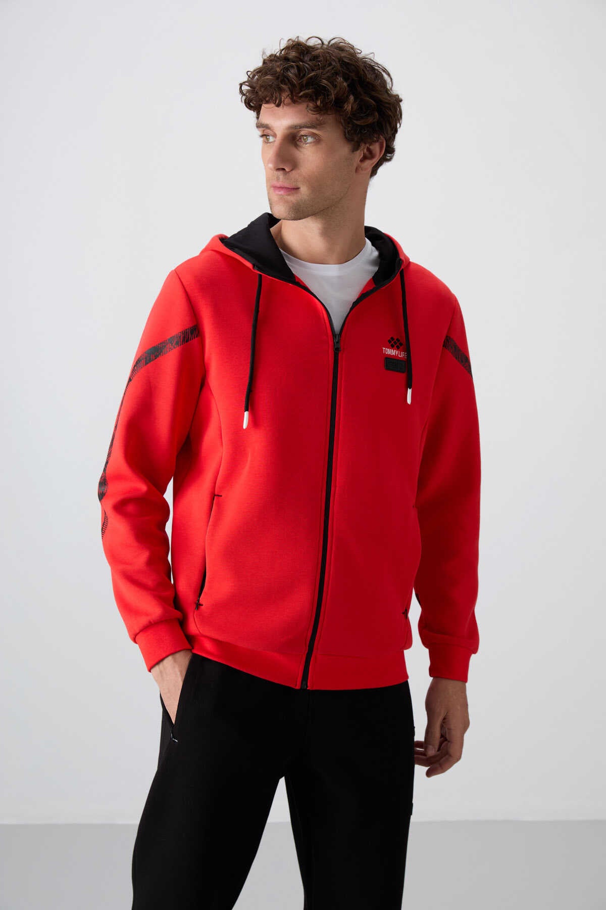 Tommylife Toptan Comfort Fit Baskılı Erkek Eşofman Takım 85236 Fiesta - Siyah